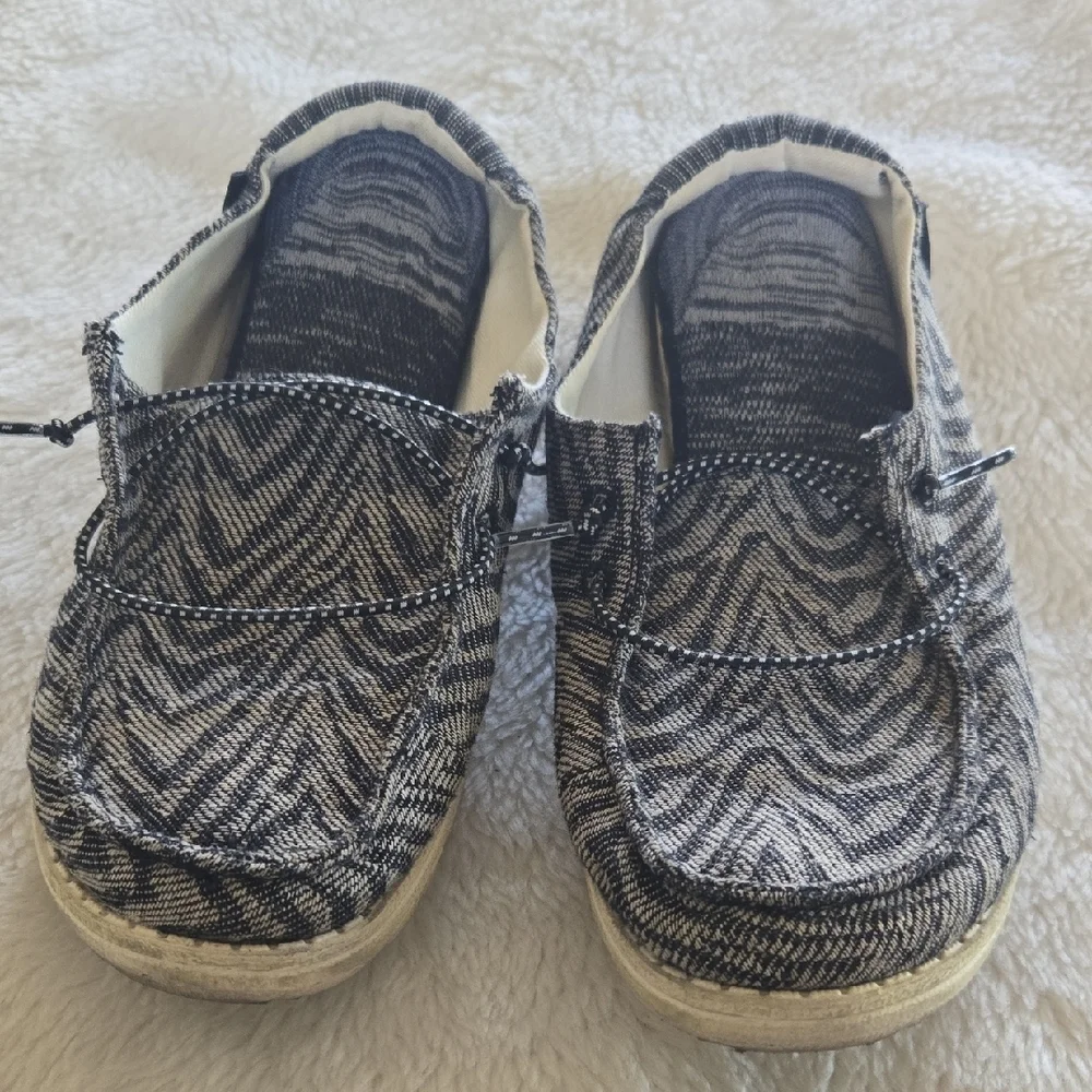 Hey Dude Black and White Kids Moccasins